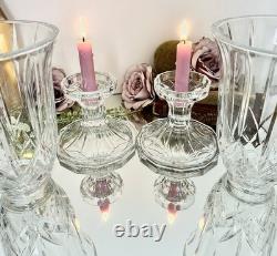 Vintage Glass Hurricane Candle Holders Pair 12 Taper Pillar Holiday Centerpiece