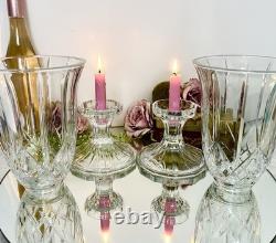 Vintage Glass Hurricane Candle Holders Pair 12 Taper Pillar Holiday Centerpiece
