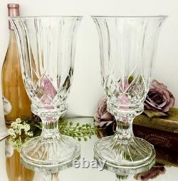 Vintage Glass Hurricane Candle Holders Pair 12 Taper Pillar Holiday Centerpiece