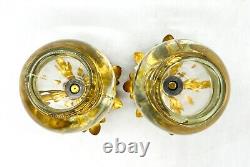 Vintage Glass and Brass Flower Candle Holders- a Pair