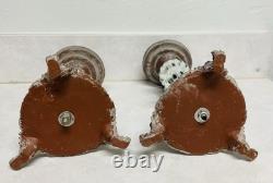 Vintage Glass and Metal Brown and Silver Baroque Candle Holders