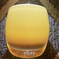 Vintage Glassybaby Candle Holder Box PINA COLADA Hand Blown Glass Round Bowl Art