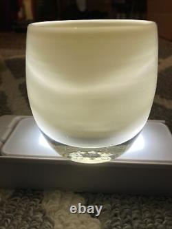 Vintage Glassybaby Candle Holder Box PINA COLADA Hand Blown Glass Round Bowl Art