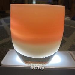 Vintage Glassybaby Candle Holder Color COZY Hand Blown Glass Round Orange Creams