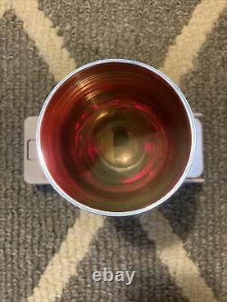 Vintage Glassybaby Candle Holder Color GRATEFUL RED Blue Hand Blown Glass Round