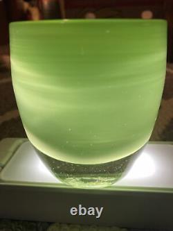 Vintage Glassybaby Candle Holder Color IMAGINE Hand Blown Glass Round Bowl Green