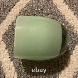Vintage Glassybaby Candle Holder LIGHT SEA GREEN Hand Blown Glass Round Bowl Art