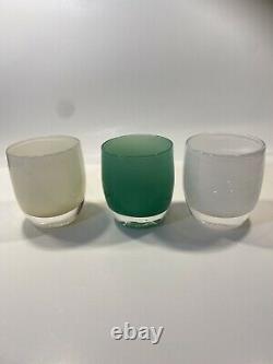 Vintage Glassybaby Lot Of 3Baby Cream celebrate Candle Holder withLabel