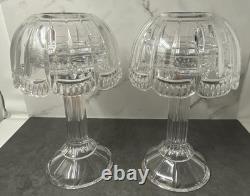 Vintage Godinger Shannon Crystal Fairy Lamp Large Pair Votive Candle Holders 12
