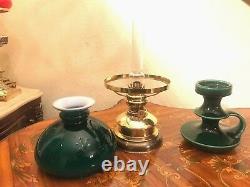 Vintage Green Holmegaard Kerosene Lamp and Candle Holder
