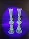 Vintage Green Uranium Glass Candlestick Holders Pair