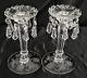 Vintage Heisey Orchid Set Of 2 Etched Glass Candlesticks Candle Holders 40-50's