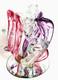 Vintage Htf Hand Blown Art Glass Candle Holder Purple Fusia White Clear Preloved