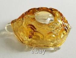 Vintage HTF LE SMITH Glass Turtle Fairy Light Lamp, Amber & Clear, 2 Pc, RARE