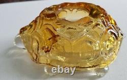 Vintage HTF LE SMITH Glass Turtle Fairy Light Lamp, Amber & Clear, 2 Pc, RARE