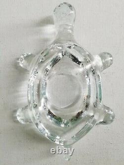 Vintage HTF LE SMITH Glass Turtle Fairy Light Lamp, Amber & Clear, 2 Pc, RARE
