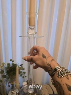 Vintage Hand Crafted Glass Candleholders, Made In Romania. Set Of 2, 14 H