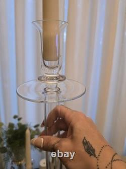Vintage Hand Crafted Glass Candleholders, Made In Romania. Set Of 2, 14 H