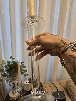 Vintage Hand Crafted Glass Candleholders, Made In Romania. Set Of 2, 14 H