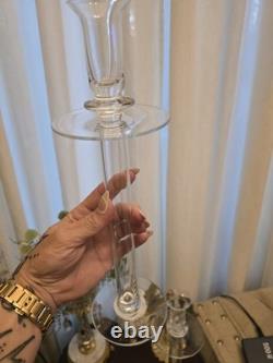 Vintage Hand Crafted Glass Candleholders, Made In Romania. Set Of 2, 14 H