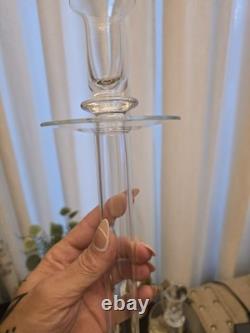 Vintage Hand Crafted Glass Candleholders, Made In Romania. Set Of 2, 14 H