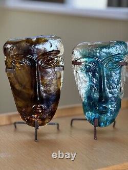 Vintage Handmade Glass Mask-Candle Holder