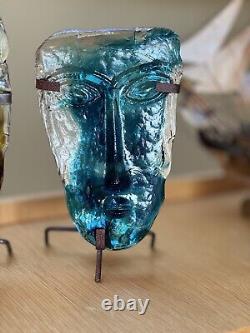 Vintage Handmade Glass Mask-Candle Holder