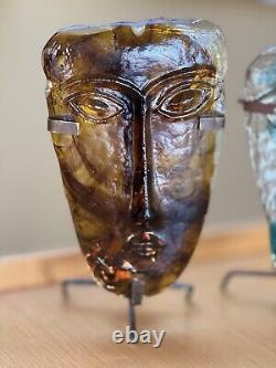 Vintage Handmade Glass Mask-Candle Holder