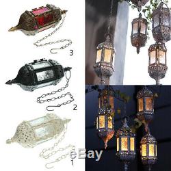 Vintage Hanging Candle Holder Moroccan Glass Candle Lantern Wedding Home Decor