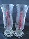 Vintage Heisey Hurricane Candle Holders, Engraved Cut Glass Lamps, Stunning