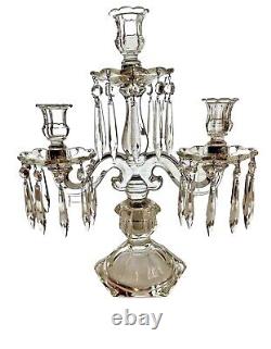 Vintage Heisey Old Williamsburg 3-Light Candelabra Including Crystal Prisms