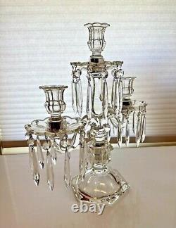 Vintage Heisey Old Williamsburg 3-Light Candelabra Including Crystal Prisms