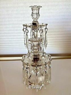 Vintage Heisey Old Williamsburg 3-Light Candelabra Including Crystal Prisms