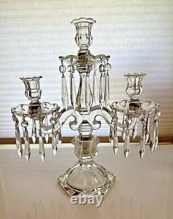 Vintage Heisey Old Williamsburg 3-Light Candelabra Including Crystal Prisms