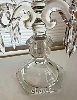 Vintage Heisey Old Williamsburg 3-Light Candelabra Including Crystal Prisms