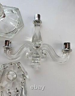 Vintage Heisey Old Williamsburg 3-Light Candelabra Including Crystal Prisms