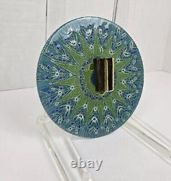 Vintage Higgins Fused Art Glass Wall Sconce Candle Holder Blue Sunburst