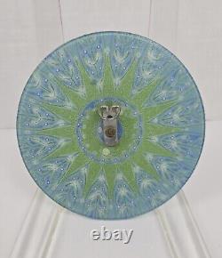 Vintage Higgins Fused Art Glass Wall Sconce Candle Holder Blue Sunburst