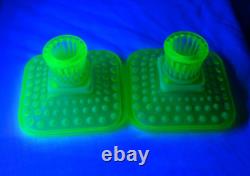 Vintage Imperial Glass Co Vaseline Candle Holders