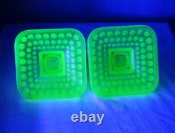 Vintage Imperial Glass Co Vaseline Candle Holders