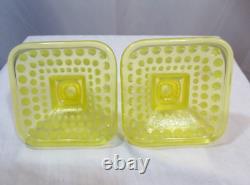 Vintage Imperial Glass Co Vaseline Candle Holders