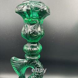 Vintage Imperial MMA Koi Fish Glass Candlestick Candle Holder 11 Teal Green