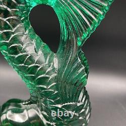 Vintage Imperial MMA Koi Fish Glass Candlestick Candle Holder 11 Teal Green