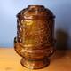 Vintage Indiana Glass Amber Stars & Bars Fairy Lamp