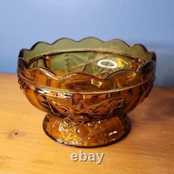 Vintage Indiana Glass Amber Stars & Bars Fairy Lamp