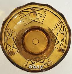 Vintage Indiana Glass Amber Stars and Bars Fairy Lamp