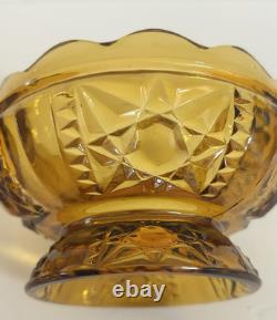 Vintage Indiana Glass Amber Stars and Bars Fairy Lamp