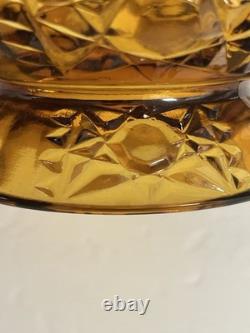 Vintage Indiana Glass Amber Stars and Bars Fairy Lamp