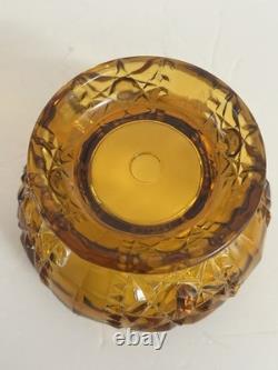 Vintage Indiana Glass Amber Stars and Bars Fairy Lamp