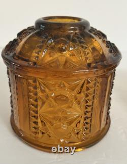 Vintage Indiana Glass Amber Stars and Bars Fairy Lamp